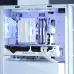 Interior view of a white PC build with blue lighting, showing the DeepCool AG400 WH ARGB V2 CPU cooler and a white GPU.