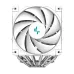 Side view of the DeepCool AK620 DIGITAL SE WH CPU Cooler showing white fan, aluminum fins, and heat pipe layout.