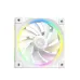 Close-up front view of a single white RGB fan from the DeepCool LQ360 WH CPU Cooler's radiator.