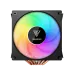 Front view of the Gamdias BOREAS M1-620 CPU cooler's ARGB fan, showcasing the vibrant rainbow lighting and GAMDIAS logo.