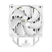 Angled top view of Ocypus Iota A40 WH CPU Cooler showing dual fin stacks, heat pipes, and perforated black top cover.
