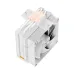 Side view of Ocypus Iota A40 WH CPU Cooler showing dual fans in push-pull setup and curved heat pipes from metal base.