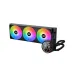 Black Xigmatek LK Pro 360 Digital AIO cooler with RGB fans and a pump head featuring a CPU/GPU temperature display.