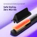 The Oraimo SleekWave Hair Straightener Brush (OHS-220N) shown with a heat-protective comb cover on a glowing surface.