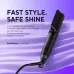 The Oraimo SleekWave Hair Straightener Brush (OHS-220N) resting on a wavy purple background emphasizing sleek design.