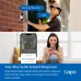 Angled view of TP-Link Tapo D210 Smart Door Bell showing two-way audio feature with delivery person and smartphone app.