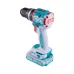 Side view of TOTAL TIDLI20602 Drill Machine with teal casing, brushless label, and 20V MAX lithium battery pack.