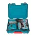 Case view of TOTAL TIDLI20768 Drill Machine with molded compartments holding drill, batteries, charger, and accessories.