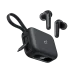 Front view of the Anker Soundcore P41i charging case with a digital display showing 100% battery, featuring a built-in phone stand.