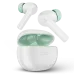 White and mint green boAt Airdopes Supreme 413 earbuds and open charging case, floating on a dark background.