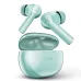 Turquoise boAt Airdopes Supreme 413 earbuds and open charging case, floating on a white background.