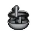 Flowbuds N55 black wireless earbuds in silver charging case with sleek stems and compact design