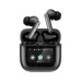 Monster TH300 earbuds displayed in an open charging case with a digital screen showing battery status.