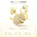 Feature view of Realme Buds Air 8 showing gold earbuds and case with text emphasizing 58 hours of playback.