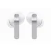 Samsung Galaxy Buds4 white earbuds with silver stems, rounded design, mesh detail near top for microphone
