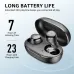 Infographic of the black TOZO Agile Solo earbuds and case, detailing the 7-hour listening time.
