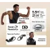 Weofly OutFits featured in a fitness collage highlighting secure fit, sweat resistance, and long battery performance.