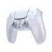 Front angled view of the PlayStation 5 DualSense Wireless Controller Chroma Pearl displaying its sticks, buttons, and touchpad.