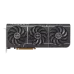 Front angled view of ASUS Prime Radeon RX 9070 XT 16GB GDDR6 OC GPU with triple-fan cooling and sleek black design.