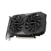 Gigabyte graphics card with dual fans, PCIe connector, and angular black shroud for gaming performance