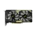 Front view of Manli GeForce RTX 3050 6GB Nebula Twin V2 GPU with dual-fan cooling and PCIe connector visible.