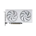 Front view of MSI GeForce RTX 5060 Ti 8G VENTUS 2X OC WHITE PLUS GPU with dual cooling fans and sleek white shroud design.