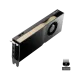 Angled view of NVIDIA RTX 4500 Ada Generation Graphics Card with blower-style cooling fan and sleek black-gold shroud.