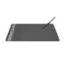 Perspective view of the Inspiroy 2 L drawing tablet with a battery-free stylus hovering over the large matte-textured active surface area.