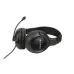 Angled view of the Verbatim Noise Cancelling 3.5mm Headset with Boom Mic lying on its side with the boom microphone extended forward.