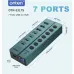 Top angled view of the Onten OTN-5317S 7-in-1 USB Type-C Hub showing seven ports aligned on a rectangular hub body.