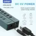 Side and rear view of the Onten OTN-5317S 7-in-1 USB Type-C Hub highlighting the DC 5V power port and USB-C cable.
