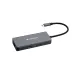 Side-angled view of a gray Verbatim Essentials 6-in-1 USB-C hub.