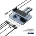 Angled view showing accessories and layout beside the WiWU AH801 Tablet Stand 8 in 1 Type-C Hub.