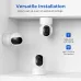 Multi-mount view of IMILAB C21 WiFi Camera showing wall, ceiling, and table installation options with WiFi icon.
