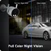 Split-screen comparison of IMILAB EC3 Lite WiFi Camera showing full-color night vision versus grayscale footage.