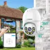 Front view of Lenovo X5T WiFi Camera with smartphone app showing 350° rotation and live feed control.