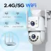 Angled view of Lenovo X6T-U WiFi Camera highlighting 2.4G/5G WiFi support with stronger signal and HD video.
