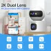 Angled view of Lenovo XW1-U WiFi Camera on table with smartphone app displaying dual feeds of cat and baby.