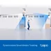 Split view of TP-Link Tapo C246D WiFi Camera tracking person near garage using synchronized smart motion detection.