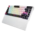 Asus ROG Azoth X mechanical gaming keyboard with RGB backlit keys, white frame, and detachable wrist rest.