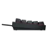 Side view of Durgod Hades Keyboard showing black casing, ergonomic tilt, and red-yellow RGB lighting under raised keycaps.