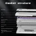 Exploded view of Furycube E68 Pro Keyboard with labeled gasket structure and internal shock-absorbing layers.