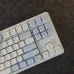 Close-up right side of Furycube G87 Keyboard with red legend keycaps, arrow cluster, and PS, SL, PB keys visible.