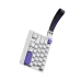 Front view of Furycube M30HE Keyboard with white keycaps, purple accents, and branded strap for portable gaming use.