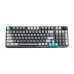 Top view of Mofii AK-96 Wired Mechanical Keyboard showing light grey keys with teal accent buttons
