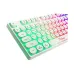 Close-up side view of PC Power K87 RGB Wired Gaming Keyboard with Bangla highlighting retro round keys and multicolor backlight.