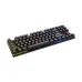 Angled view of the Rapoo GK500-87 Backlit Mechanical Gaming Keyboard showing RGB lighting across the compact 87-key layout.