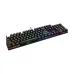 Angled view of the Rapoo GK500 Backlit Mechanical Gaming Keyboard showing full layout, RGB-style backlighting, and black design.