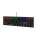 Front perspective of the Rapoo GK500 Backlit Mechanical Gaming Keyboard displaying wired USB connection and illuminated mechanical keys.
