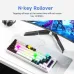 Desk setup view showing the Zifriend AG68 Hot‑Swappable Rainbow Backlit Mechanical Keyboard glowing under N‑key rollover use.